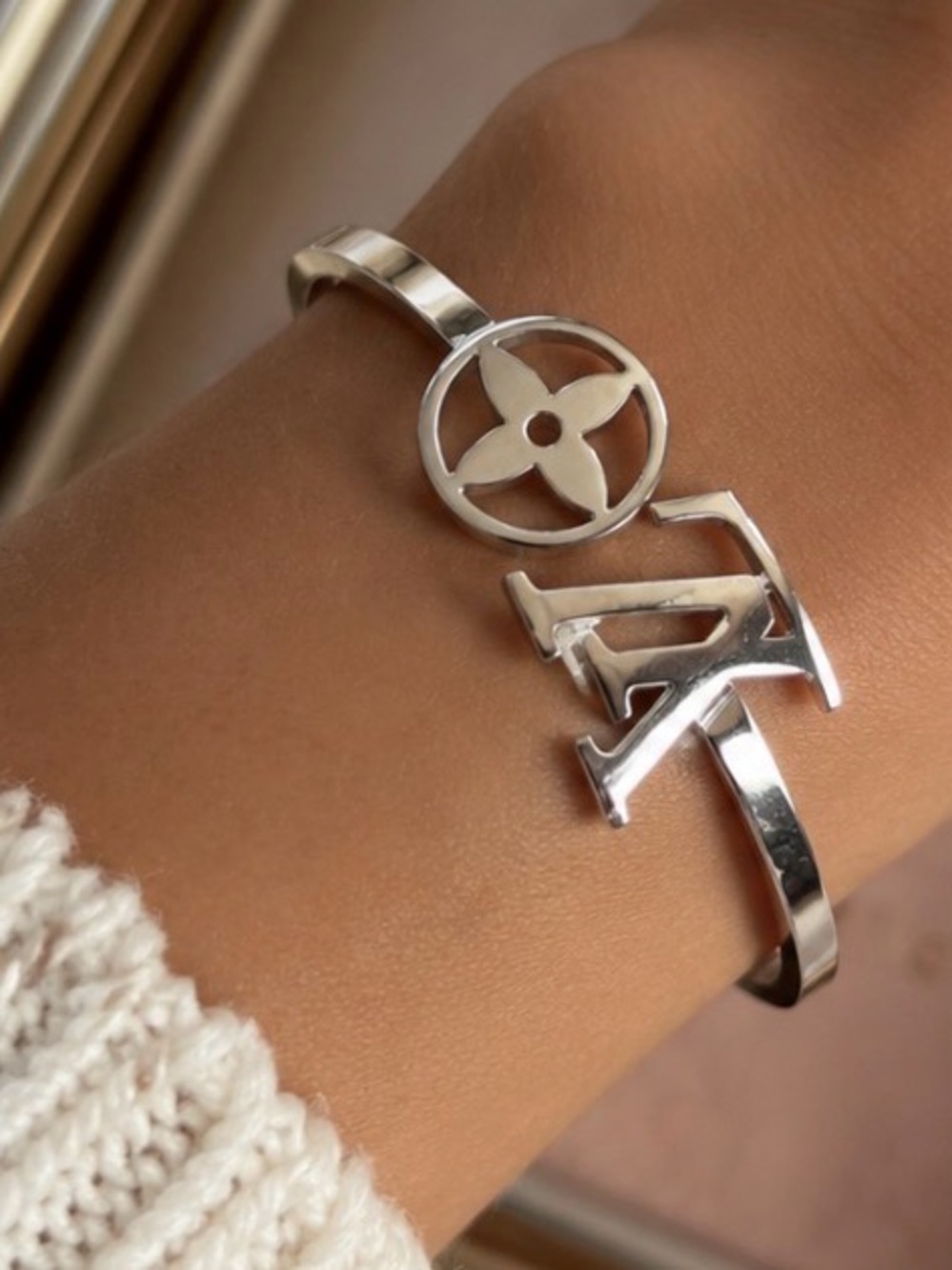 Silver Tone Designer-Inspired Open Cuff Bracelet